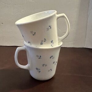 Corning blue daisy teacup pair
